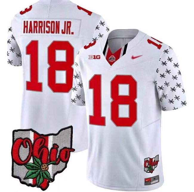 Men's Ohio State Buckeyes #18 Marvin Harrison Jr. White 2023 F.U.S.E. Limited Stitched Jersey Men's Ohio State Buckeyes #18 Marvin Harrison Jr. White 2023 F.U.S.E. Limited Stitched Jersey